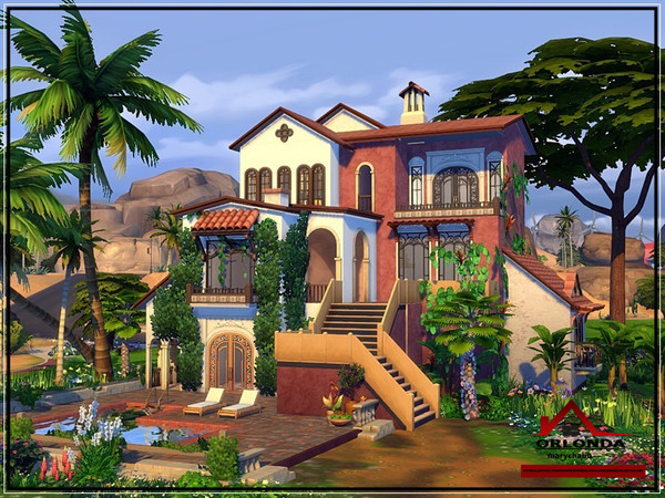 Sims 4 Orlonda Mediterranean traditional house by marychabb at TSR