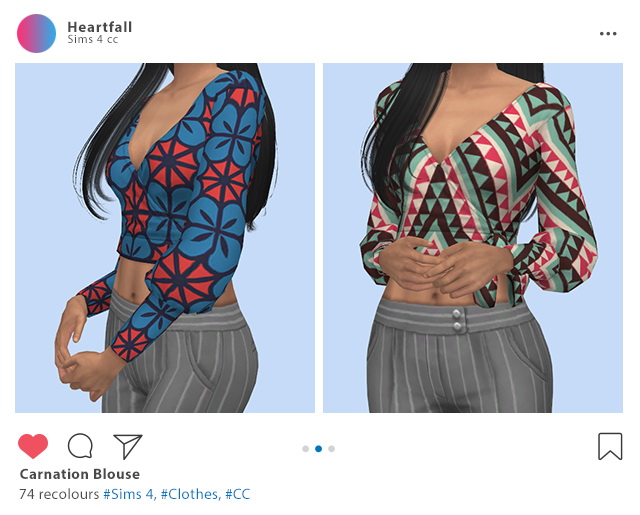 Sims 4 Carnation dress & blouse recolors at Heartfall