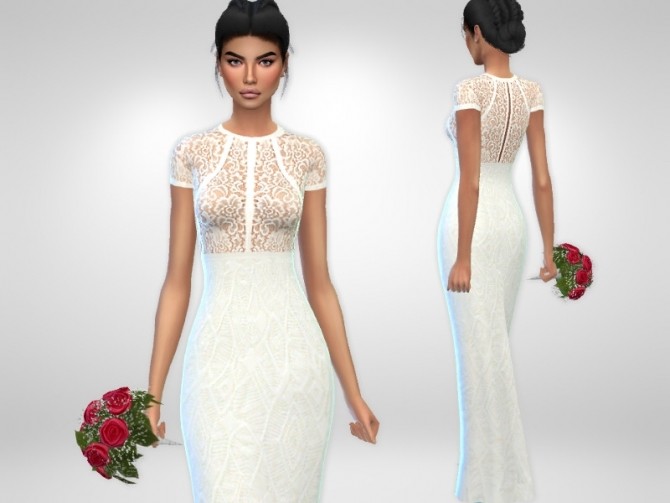 Sims 4 Anya Wedding Dress by Puresim at TSR