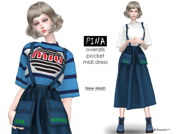 Sims 4 PINA Overalls with T Shirt by Helsoseira at TSR