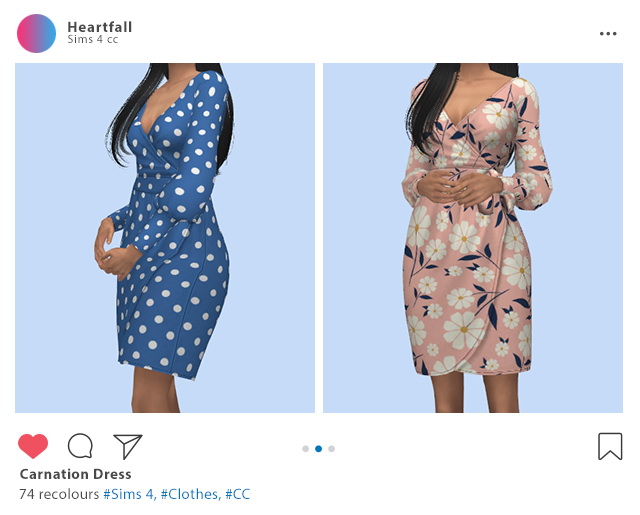 Sims 4 Carnation dress & blouse recolors at Heartfall