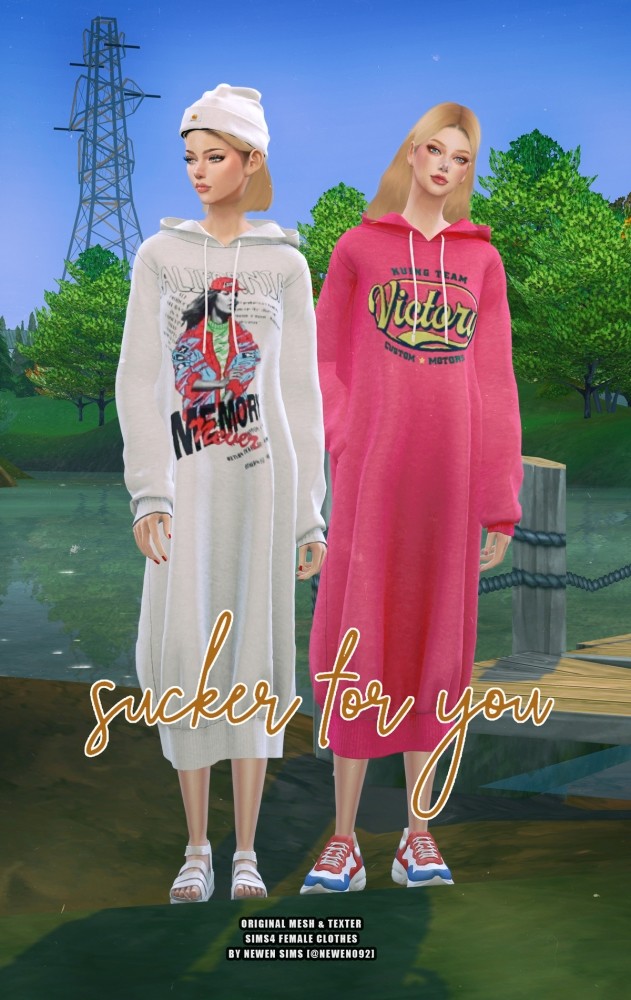 Sims 4 Oversized Hoodie Dress at NEWEN