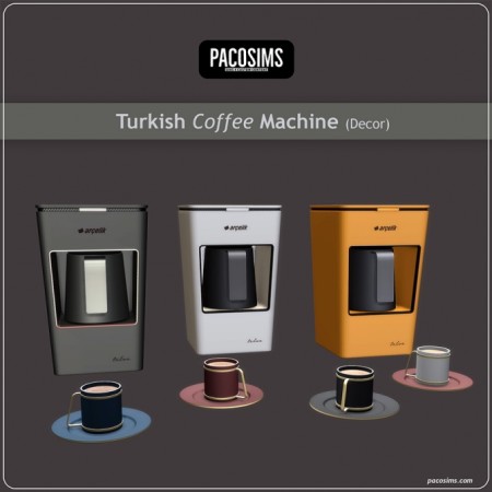 Turkish Coffee Machine & Coffee Cup Decor (P) at Paco Sims