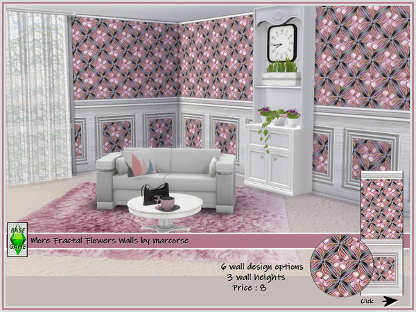 Sims 4 More Fractal Flower Walls by marcorse at TSR