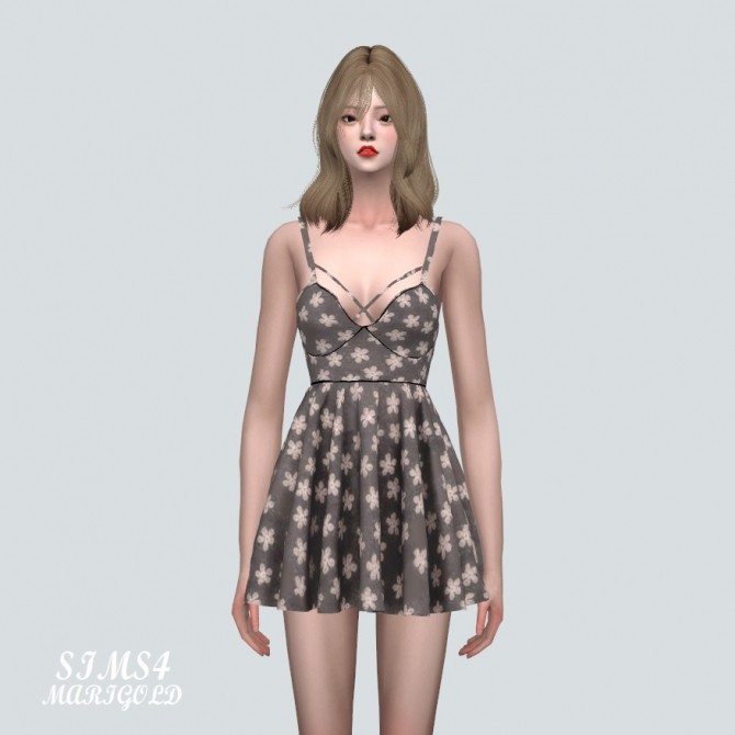 Sims 4 Bustier Flare Mini Dress Pattern V at Marigold