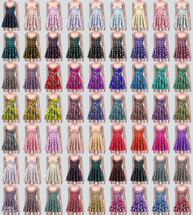 Sims 4 Bustier Flare Mini Dress Pattern V at Marigold