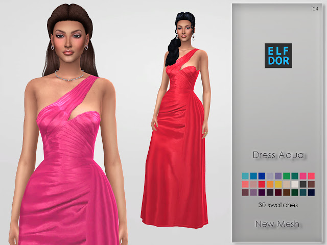 Sims 4 Dress Aqua at Elfdor Sims
