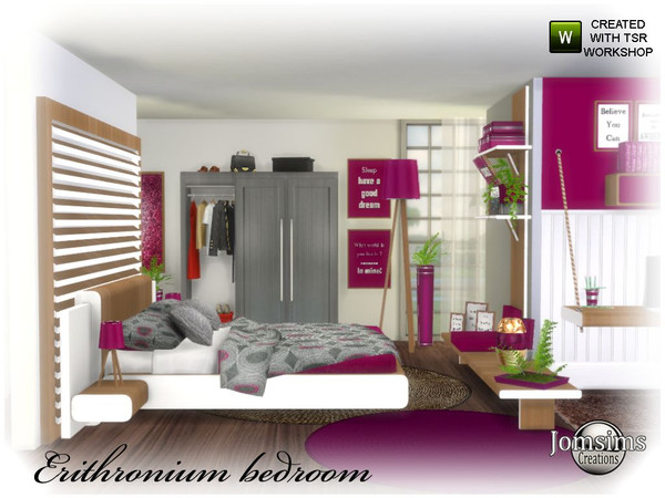 Sims 4 Erithronium bedroom by jomsims at TSR