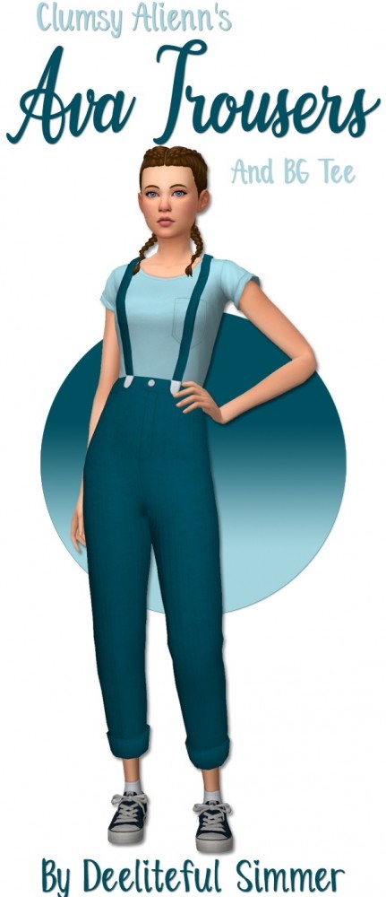 Sims 4 Clumsyaliens Ava trousers and BG tee​ recolors at Deeliteful Simmer