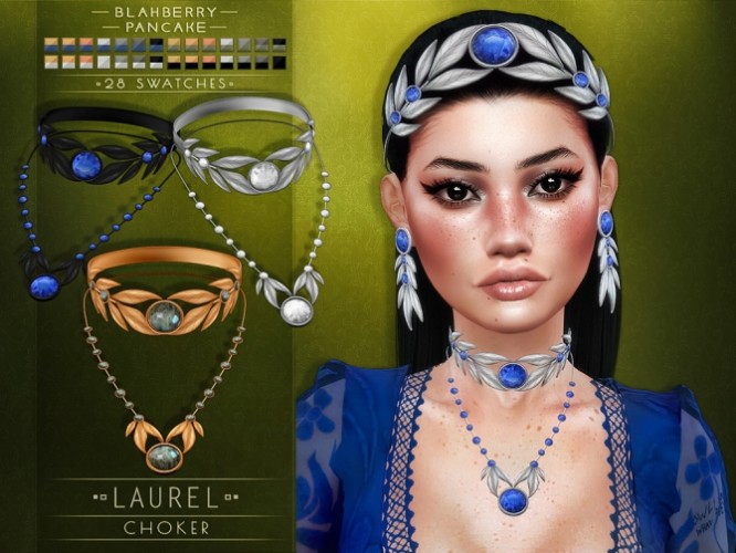 Laurel set: crown, choker & earrings at Blahberry Pancake » Sims 4 Updates