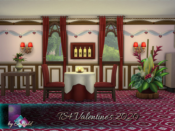 Sims 4 TS4 Valentines 2020 wall & floors by emerald at TSR