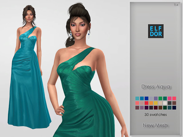 Sims 4 Dress Aqua at Elfdor Sims