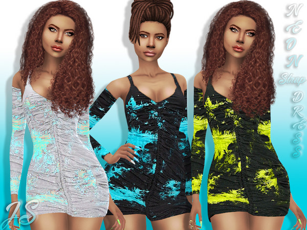Sims 4 Neon Strap Dress by JavaSims at TSR