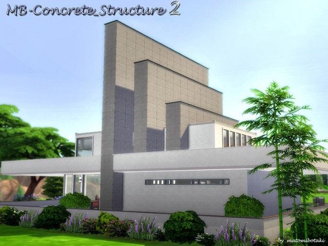 Sims 4 MB Concrete Structure 2 family home by matomibotaki at TSR