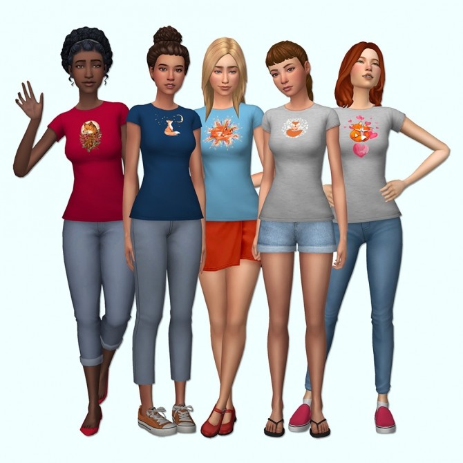 Sims 4 Foxy tees at Deeliteful Simmer