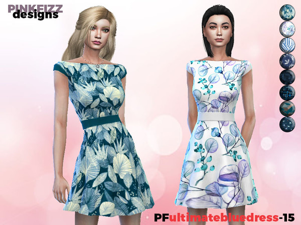 Sims 4 Ultimate Blue Dress PF15 by Pinkfizzzzz at TSR