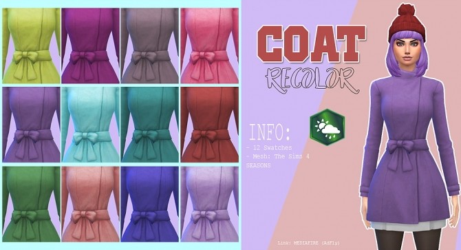 Sims 4 Coat recolors at Kass
