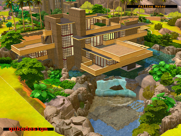 Sims 4 Falling Water house by QubeDesign at TSR