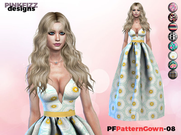 Sims 4 Patterned Gown PF08 by Pinkfizzzzz at TSR