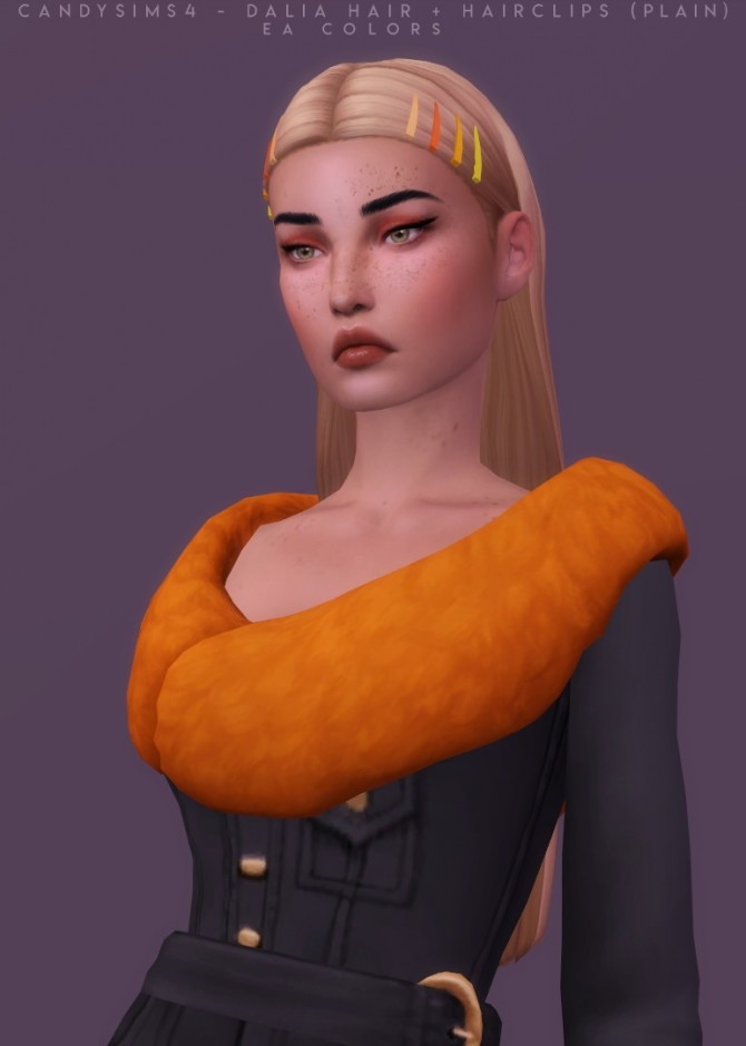 Sims 4 DALIA basic long hair with hair clips and duotone acc at Candy Sims 4