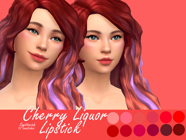 Sims 4 Cherry Liquor Lipstick by Sagittariah at TSR