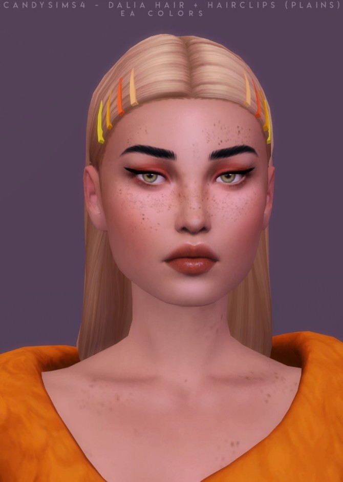 Sims 4 DALIA basic long hair with hair clips and duotone acc at Candy Sims 4