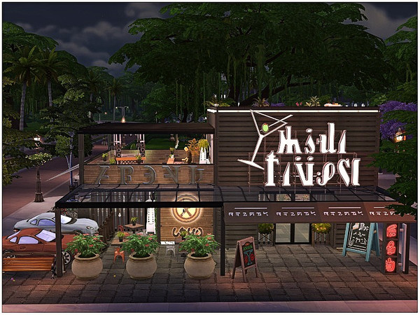 Sims 4 Industrial Restaurant by lotsbymanal at TSR