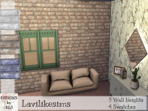 Sims 4 Bricks No.1 wall by lavilikesims at TSR