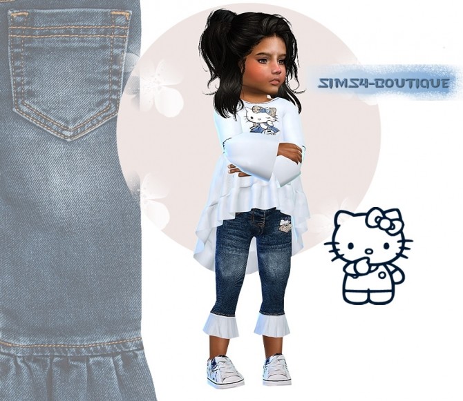 Sims 4 Designer Set for Girls: jeans, shirt & shoes at Sims4 Boutique