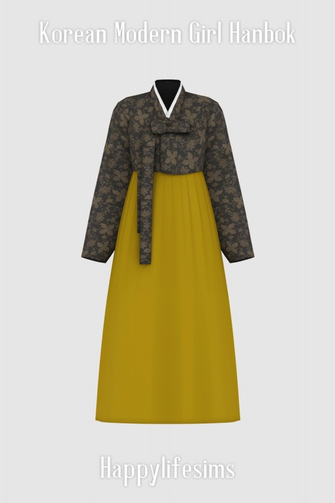 Sims 4 Modern Girl Fashion Set: Hanbok, dress and hat at Happy Life Sims