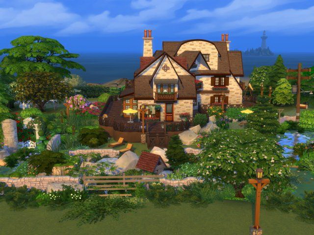 Sims 4 House by the stream by Oldbox at All 4 Sims