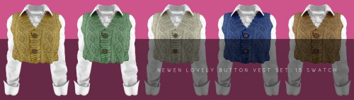Sims 4 Button Vest Set + Cardigan + Loose Wrinkled Denim Skirt at NEWEN
