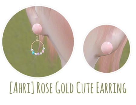 Rose gold cute earrings at Ahri Sim4