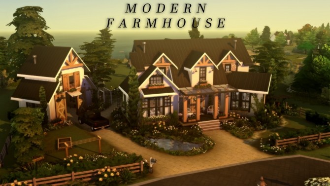 Sims 4 Modern farmhouse at a winged llama
