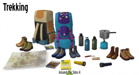 Trekking set + K-way windbreaker & backpack at Around the Sims 4