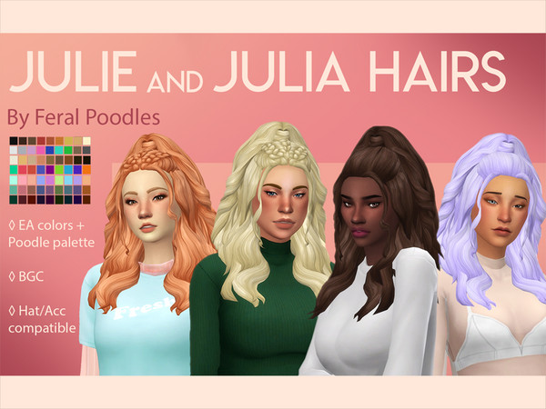 Sims 4 Julia Hair by feralpoodles at TSR