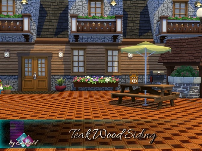 Sims 4 Teak Wood Siding by emerald at TSR