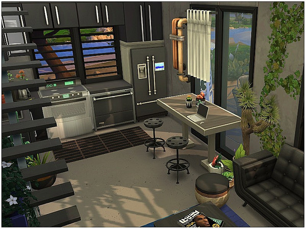 Sims 4 Tiny Industrial house by lotsbymanal at TSR