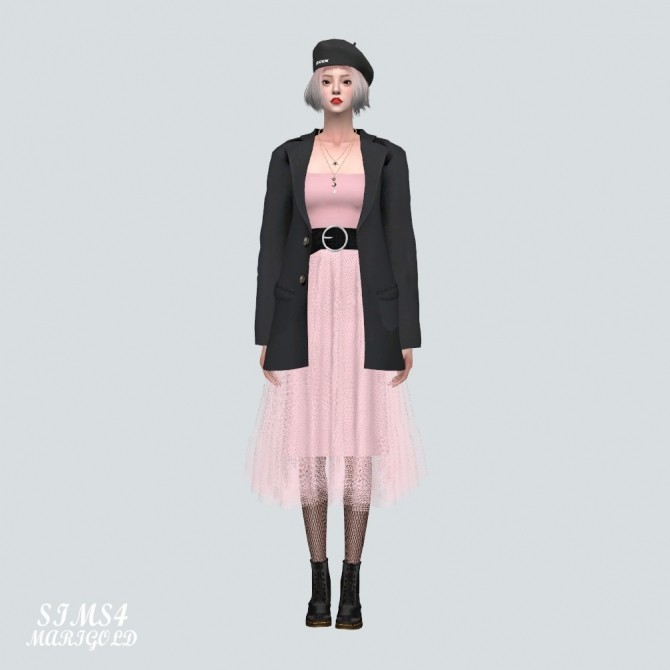 Sims 4 Ballerina Long Dress With Jacket at Marigold