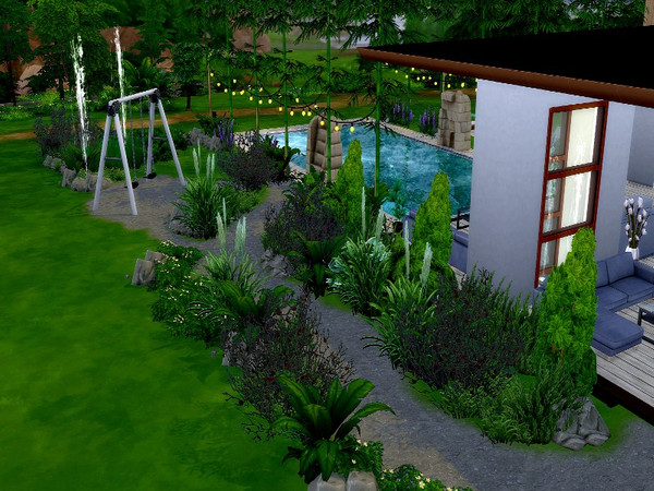 Sims 4 Jungle modern suburban house by GenkaiHaretsu at TSR