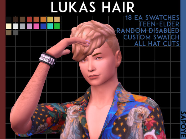 Sims 4 Lukas Hair by Sapoye at TSR