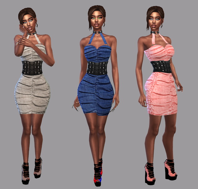 Sims 4 Hot Belt Dress & Malibu Dress at Teenageeaglerunner