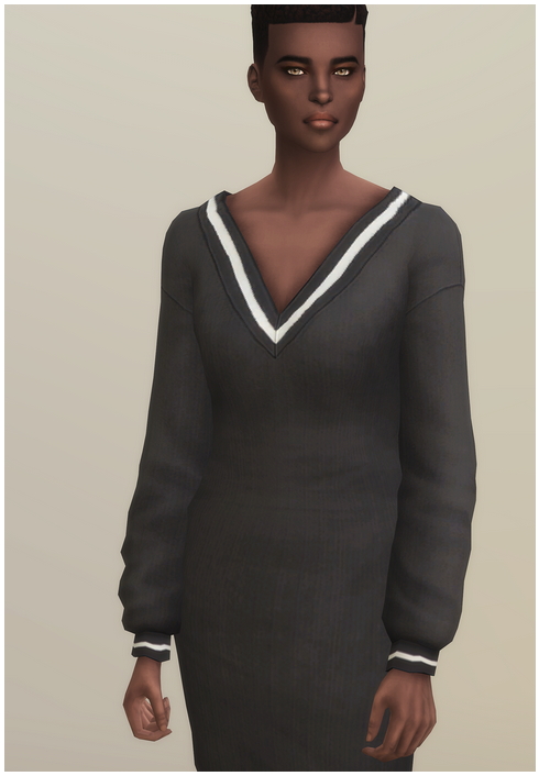 Sims 4 V neck Sweater Dress (Solid) at Rusty Nail