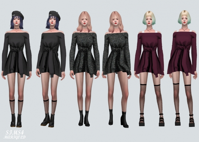 Off-Shoulder Sporty Mini Dress at Marigold » Sims 4 Updates