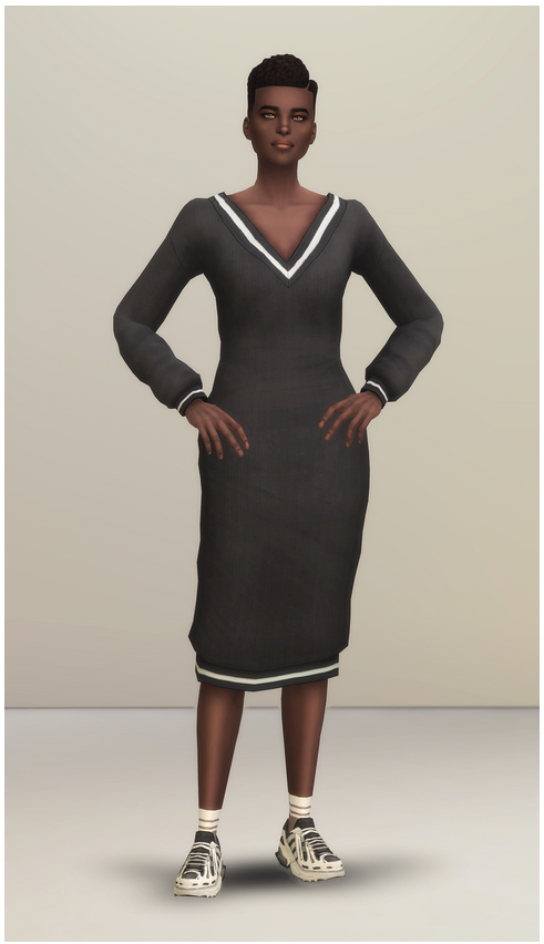 Sims 4 V neck Sweater Dress (Solid) at Rusty Nail