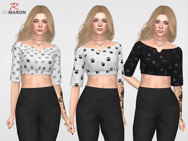 Sims 4 Cat Lover Cropped top for Women by remaron at TSR