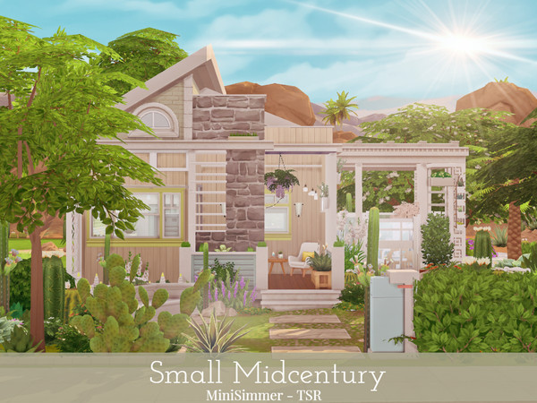 Sims 4 Small Midcentury home by Mini Simmer at TSR