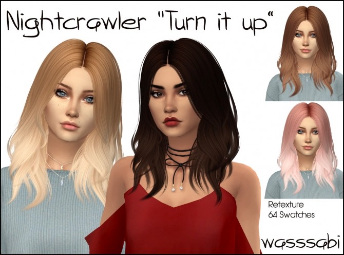 Sims 4 Nightcrawler Turn it up hair retextured at Wasssabi Sims