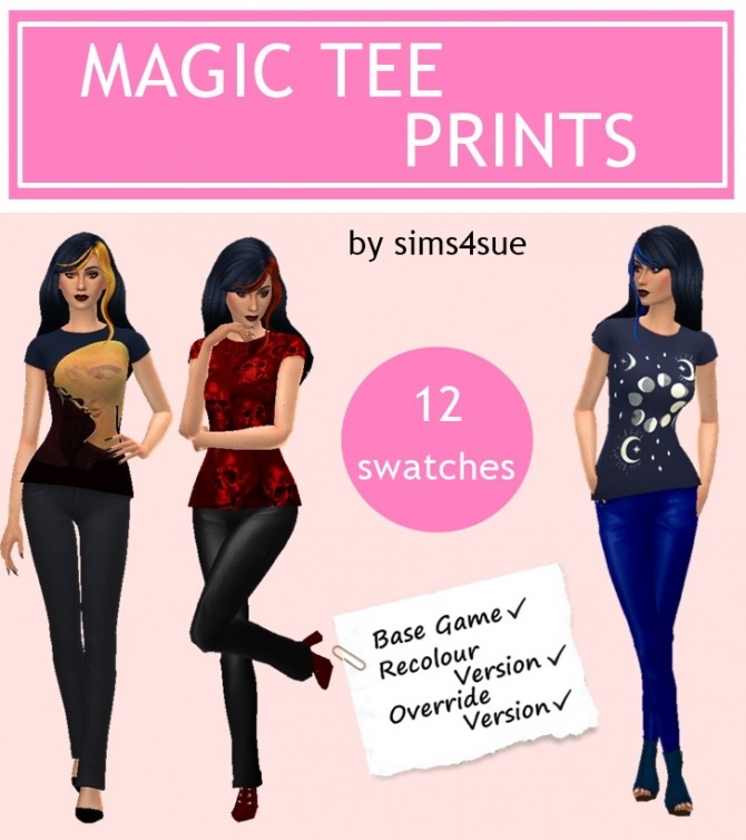 Sims 4 BG MAGIC TEE PRINTS at Sims4Sue