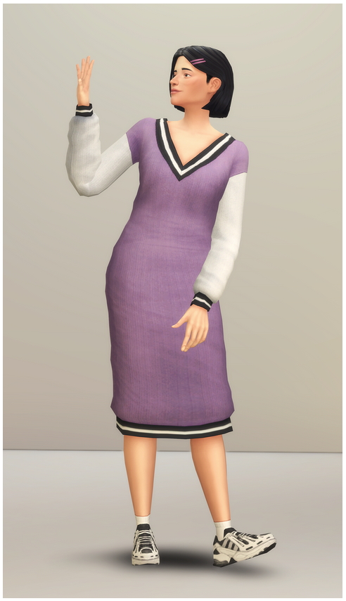 Sims 4 V neck Sweater Dress (Colorblock) at Rusty Nail